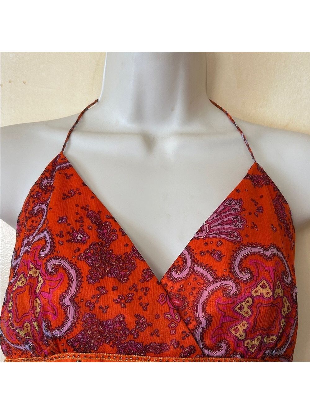 Laundry By Shelli Segal Silk Orange and Purple Maxi Dress size M - Picture 3 of 13